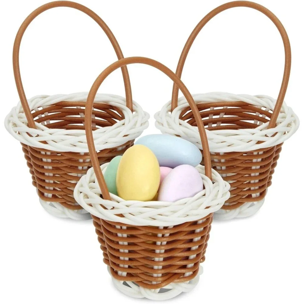 Bulk 24 Miniature Wicker Baskets with Handles - Perfect for DIY Crafts & Parties